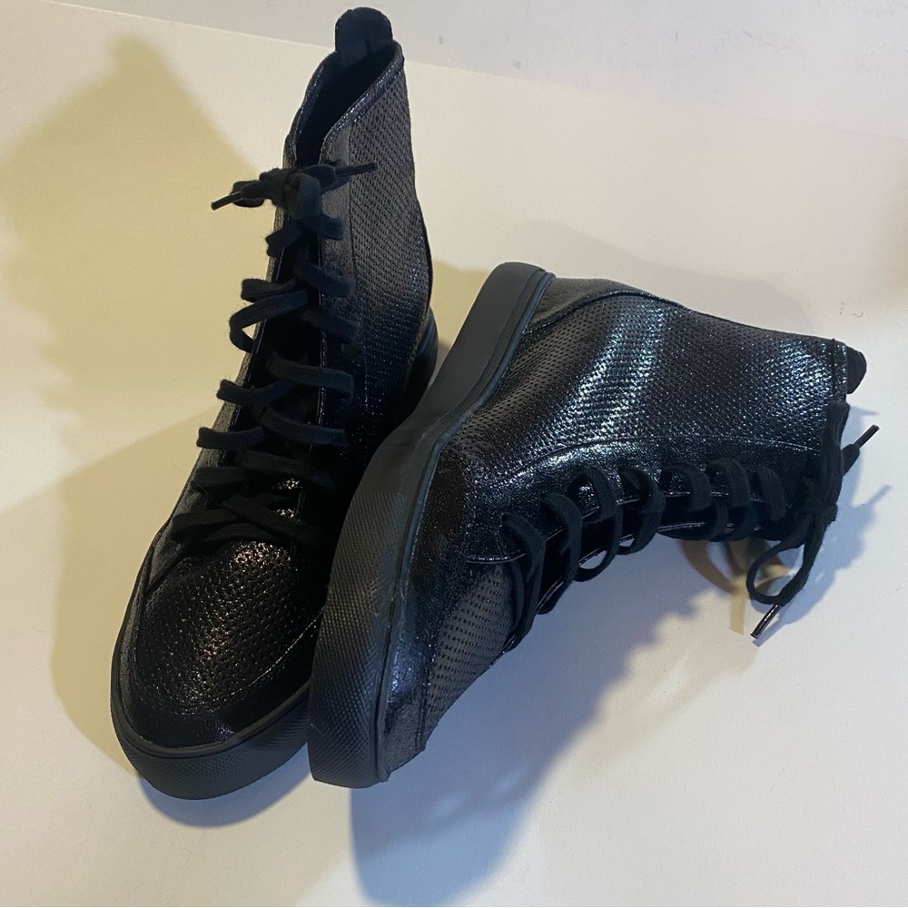 Beau+Ashe Glittery black mesh hi top sneakers size 11, like new. Sexy, club wear